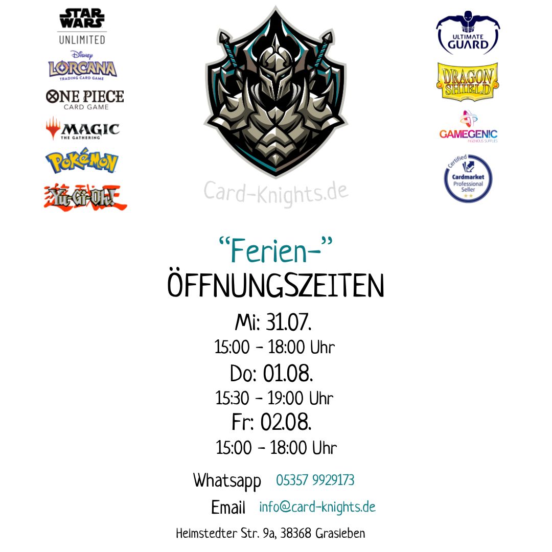 Öffnungszeiten vom 29.07. - 03.08.2024 "Ferienzeit"