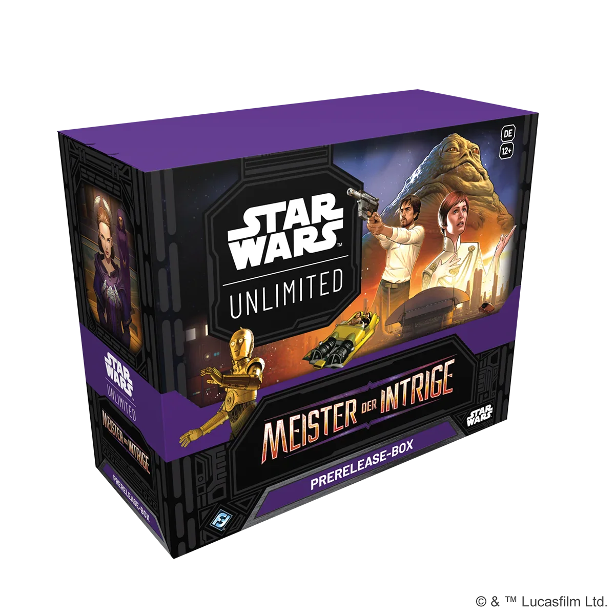 Star Wars: Unlimited – Secrets of Power Set 6 artwork showing spies, senators, and Sith Lords from across the galaxy in a dark, dramatic Star Wars scene.