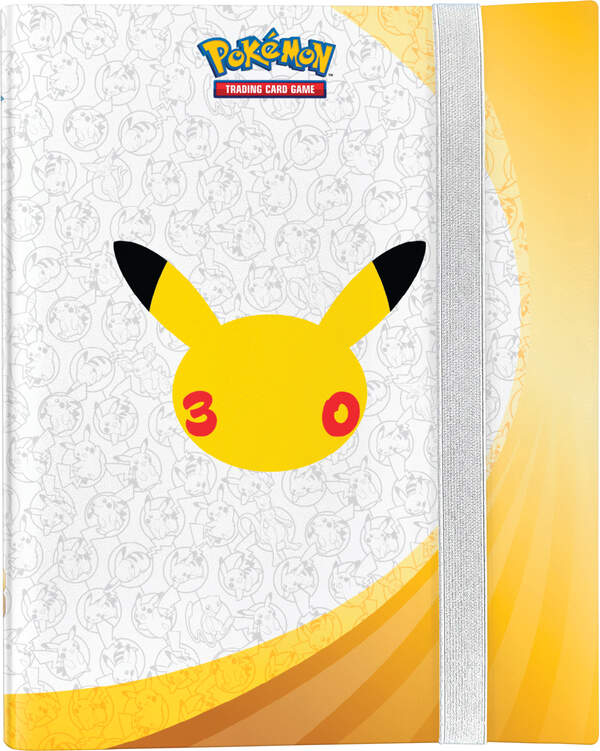 Pokémon 30 Jahre Ordner-Kollektion mit thematischem Sammelordner im Jubiläumsdesign und fünf Boosterpacks der Pokémon-Sammelkartenspiel-Erweiterung 30 Jahre zur sicheren Aufbewahrung von Sammelkarten