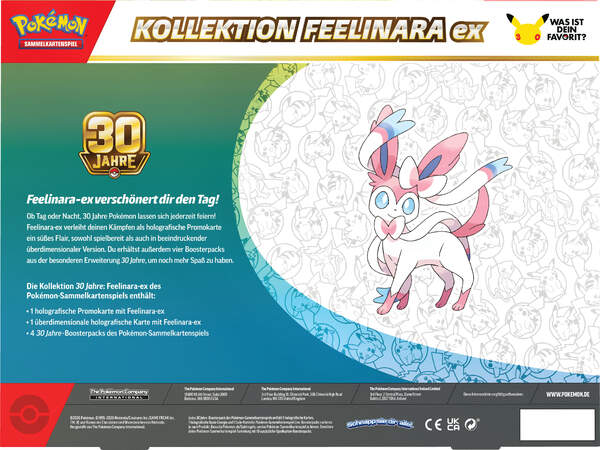 Pokémon 30 Jahre Kollektion mit holografischer Feelinara-ex Promokarte, übergroßer holografischer Sammelkarte und vier Boosterpacks der Pokémon-Sammelkartenspiel-Erweiterung 30 Jahre