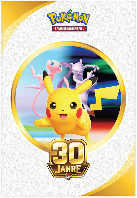 Pokémon 30 Jahre Poster-Kollektion mit holografischen Promokarten von Arktos, Zapdos und Lavados, großem doppelseitigem Poster der Jubiläumserweiterung sowie drei Boosterpacks des Pokémon-Sammelkartenspiels
