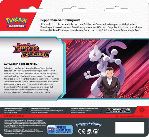 Pokémon Drei-Boosterpack-Blister Karmesin & Purpur - Ewige Rivalen