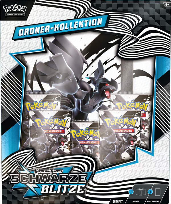 Pokémon Ordner-Kollektion Schwarz – Schwarze Blitze KP10.5 mit Sammelordner im dunklen Design, 5 Boosterpacks und Sammelliste, ideal zur Organisation von Pokémon-Karten.