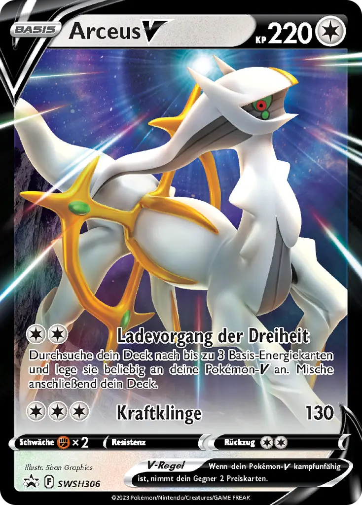 Pokémon Karte Arceus V – SWSH306 Promo – Zustand Near Mint / Mint – Vorderseite