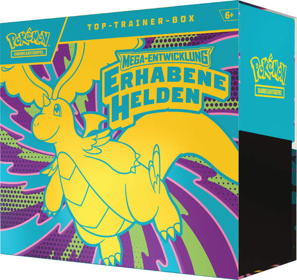 Pokémon ME02.5 Top-Trainer-Box Erhabene Helden mit Zekrom-Promo und neun Boostern.