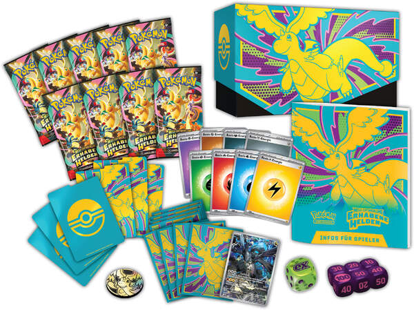 Pokémon ME02.5 Top-Trainer-Box Erhabene Helden mit Zekrom-Promo und neun Boostern.