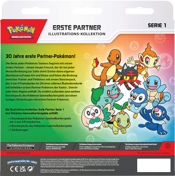 Pokémon Erste-Partner-Kollektion Serie 1 mit Promokarten, Boostern und Stickerbogen | Rückseite