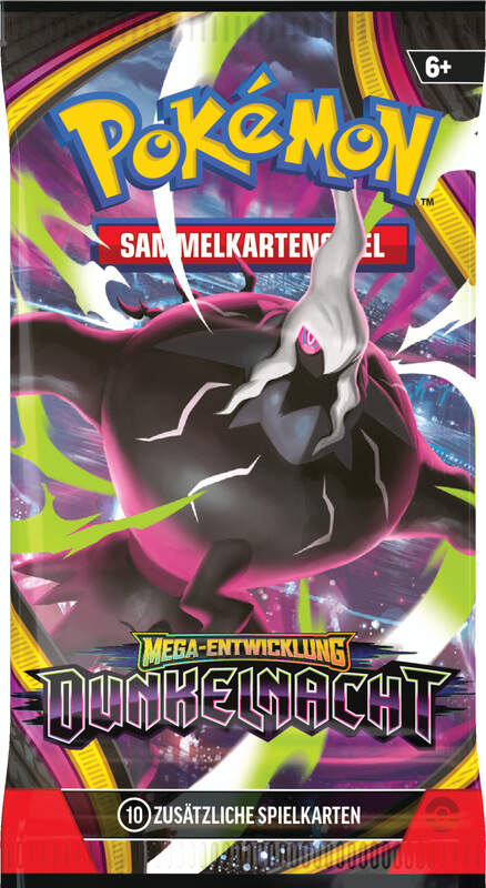 Pokémon ME05 Dunkelnacht Booster Display mit 36 Boosterpacks der Mega-Entwicklungs-Serie, zeigt die versiegelte Displaybox für Sammler und Spieler des Pokémon-Sammelkartenspiels