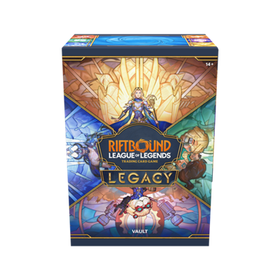 Riftbound League of Legends TCG Legacy Vault Bundle auf Englisch mit 6 Boosterpacks, 36 Basic Runes, 4 Full-Art Foil Promo Tokens und Kartenbox