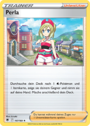Perla Pokémon Trainerkarte 147/189 aus dem Set Astralglanz in Near Mint Zustand – Unterstützerkarte für Wasser-Energie-Strategien im Pokémon TCG.