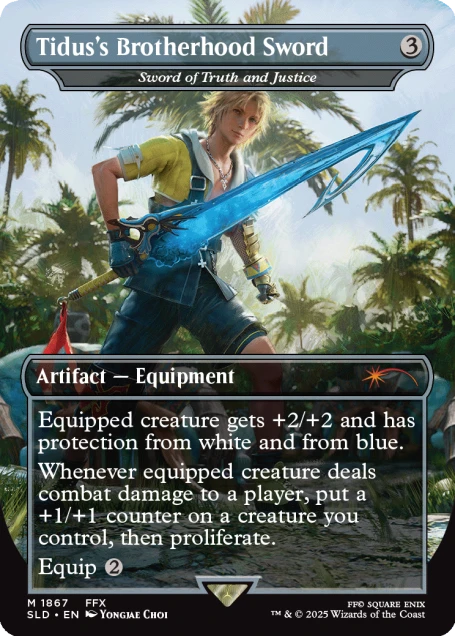 Detailansicht einer Karte mit Final Fantasy-Waffe im MTG-Stil
