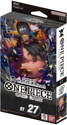 One Piece Starter Deck ST-27 Blackbeard mit 51 Karten, DON!!-Set, OP-11 Booster und Spielunterlage – aufgebaut auf Kontrolle und Spielfeldneutralisierung.