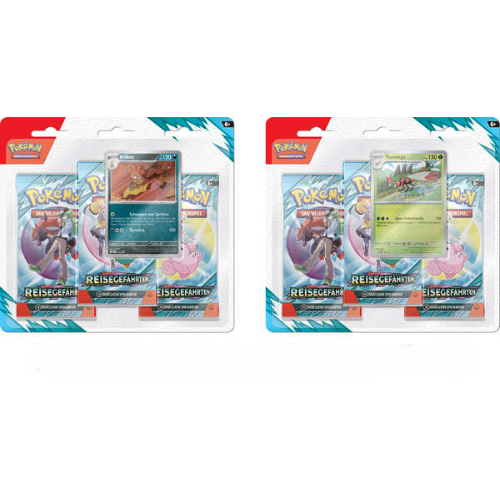 Pokémon Drei-Boosterpack-Blister Karmesin & Purpur - Reisegefährten
