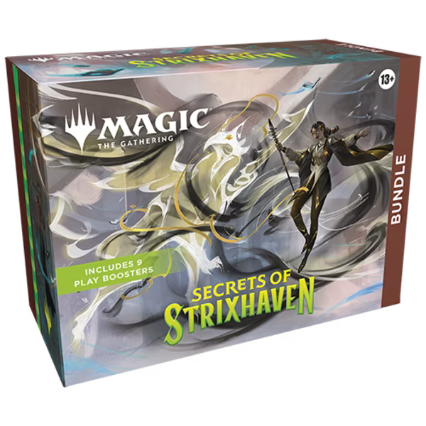 „Magic the Gathering Secrets of Strixhaven Bundle Box“

„MTG Strixhaven Bundle Inhalt Booster und Spindown Würfel“

„Magic Strixhaven Bundle Promokarte und Länder“