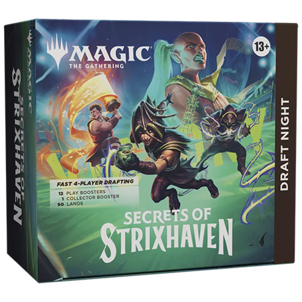 „Magic the Gathering Secrets of Strixhaven Draft Night Box“

„MTG Strixhaven Draft Night Inhalt Booster und Länder“

„Magic Draft Night Pick Two Draft Party Box“