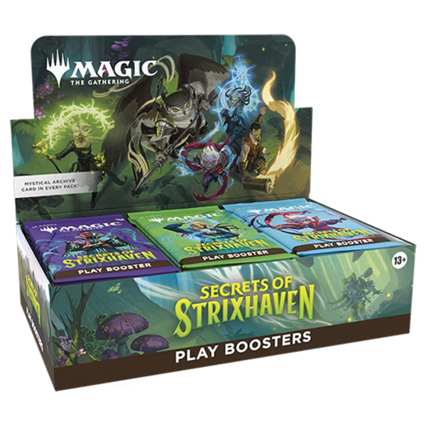 „Magic the Gathering Secrets of Strixhaven Play Booster Display Box“

„MTG Strixhaven Play Booster Box 30 Packs“

„Magic Strixhaven Booster Display Inhalt“