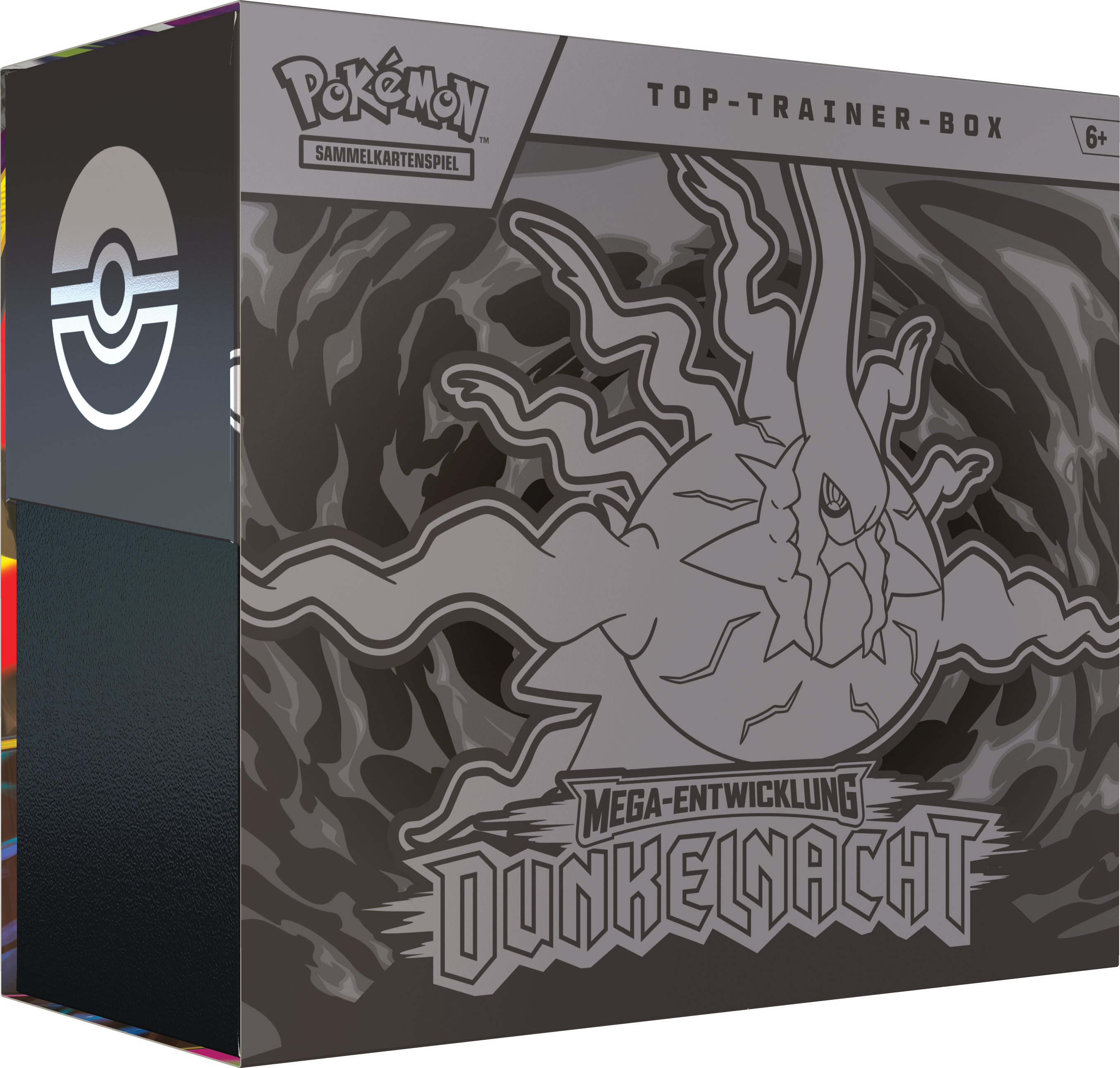 Pokémon ME05 Dunkelnacht Top-Trainer-Box mit Boosterpacks, exklusiver Promokarte, Kartenhüllen und Zubehör für das Pokémon-Sammelkartenspiel in deutscher Sprache