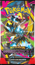 Pokémon ME05 Dunkelnacht Booster Pack der Mega-Entwicklungs-Serie, zeigt die versiegelte Boosterpackung des Pokémon-Sammelkartenspiels mit zufälligen Karten und Code-Karte für Pokémon TCG Live