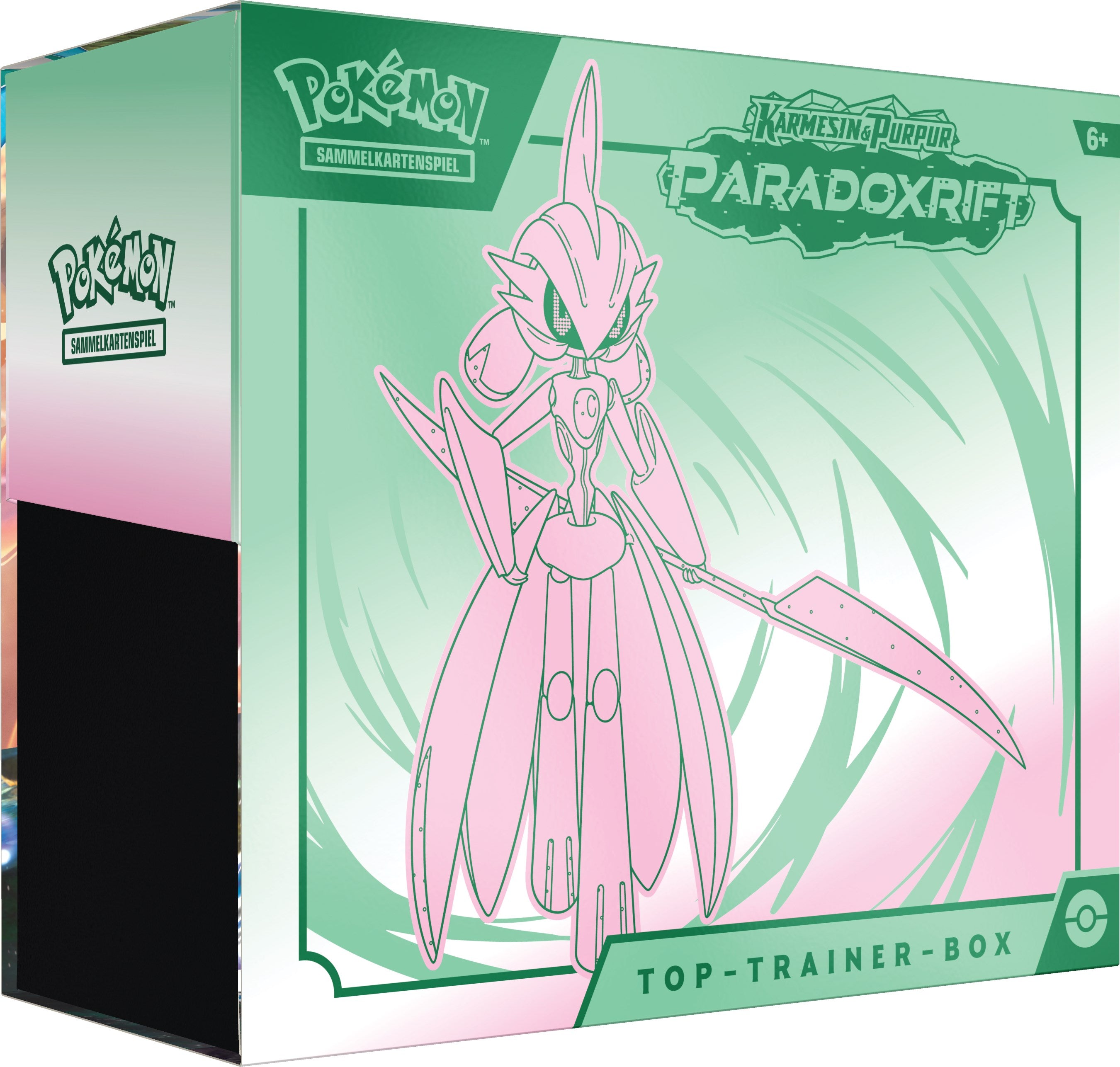 Pokémon Top-Trainer-Box Paradoxrift – Eisenkrieger (Deutsch) mit Eisenkrieger-ex Promokarte, Boostern & Komplettzubehör in futuristischem Design