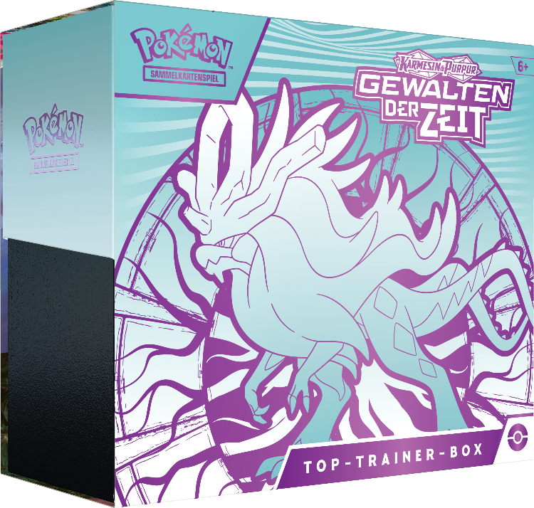 Pokémon Top-Trainer-Box Gewalten der Zeit – Windewoge (Deutsch) mit Flatterhaar-ex Promokarte, Boostern & Spielzubehör