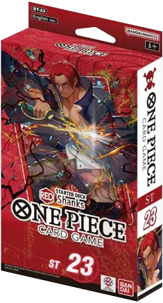 One Piece Starter Deck ST-23 RED Shanks mit 51 Karten, DON!!-Set, OP-11 Boosterpack und Spielunterlage, im Design der Red Hair Pirates.
