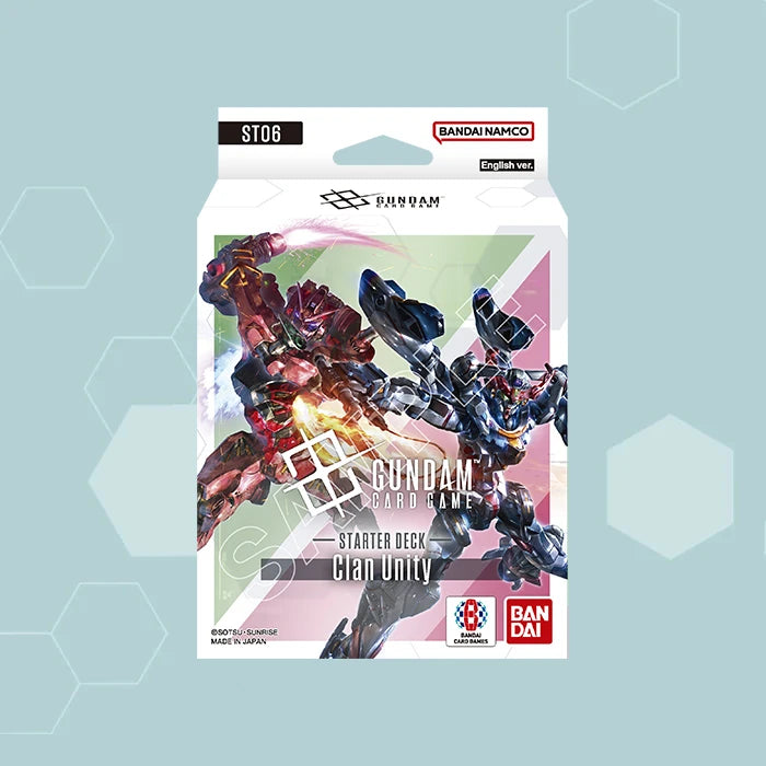Gundam Card Game Starter Deck ST06 Clan Unity in englischer Sprache mit Mobile Suits und Charakteren aus Mobile Suit Gundam GQuuuuuuX, spielbereites Einsteigerdeck inklusive Bonus Pack