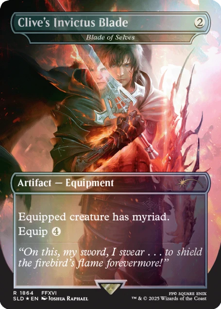Detailansicht einer Foil-Karte mit Final Fantasy-Waffe im MTG-Stil