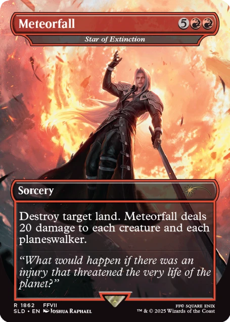 Detailansicht der Kartenillustration mit Final Fantasy-Charakteren im MTG-Stil