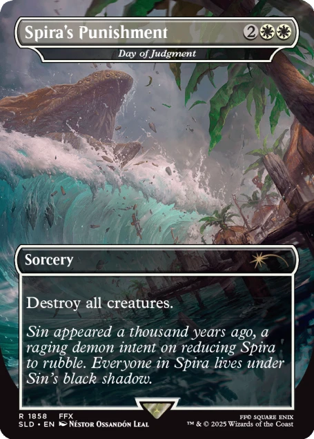 Detailansicht der Kartenillustration mit Final Fantasy-Charakteren im MTG-Stil