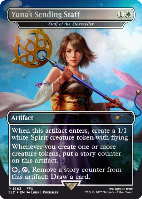 Detailansicht einer Foil-Karte mit Final Fantasy-Waffe im MTG-Stil