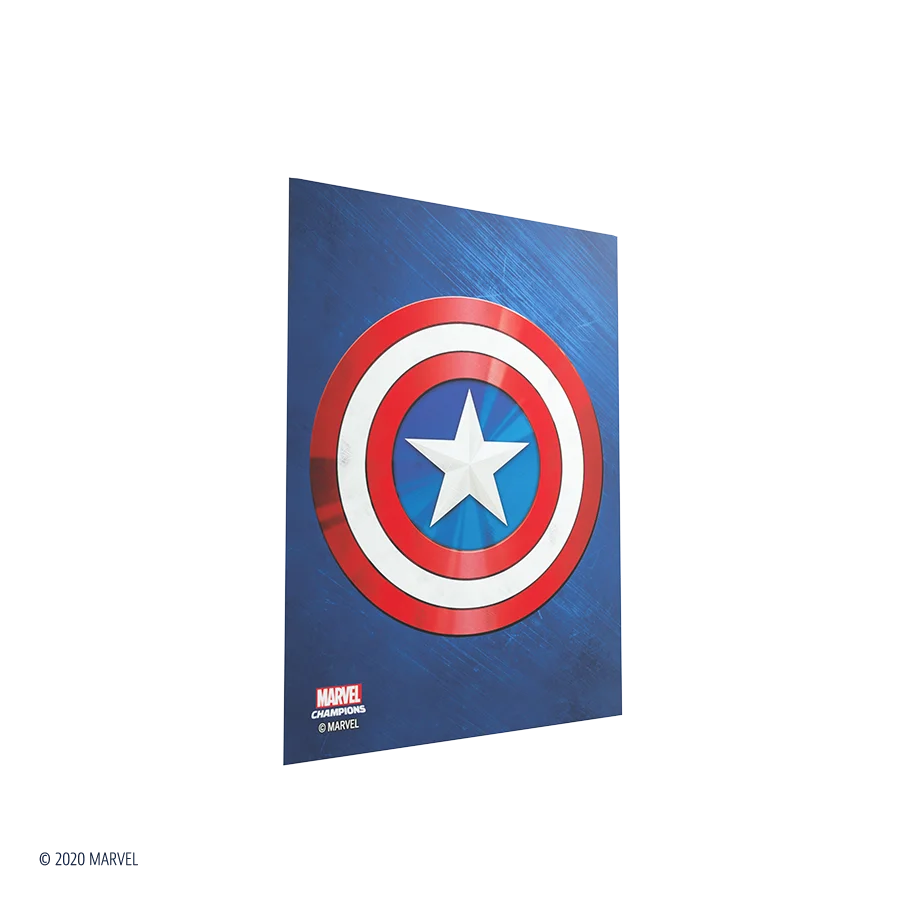 Marvel Champions Art Sleeves – Captain America: Verpackung mit 50 vollfarbig bedruckten Kartenschutzhüllen im Captain America-Design, inklusive einer durchsichtigen Heldenhülle. Einzelne Hülle