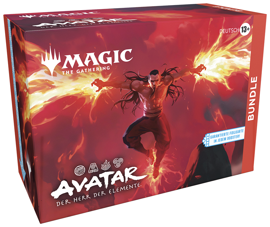 Magic: The Gathering Avatar – Der Herr der Elemente Bundle (Deutsch) mit 9 Boostern, Länder, Spindown & exklusiver Foilkarte