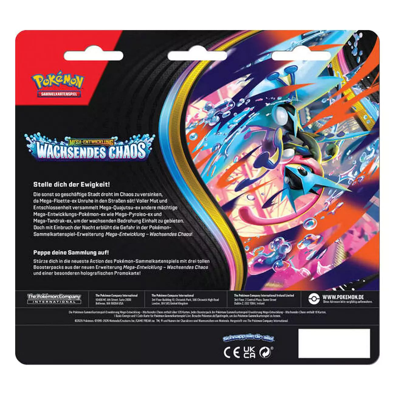 Pokémon - Wachsendes Chaos ME04 3-Pack-Blister (DE) | Mega-Entwicklung