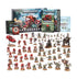 Warhammer 40.000 Armageddon Box der 11. Edition mit Space Marines und Orks, zeigt zahlreiche Miniaturen, Regelbücher, Missionskarten und Zubehör für den Einstieg in das Tabletop-Spiel Warhammer 40K
