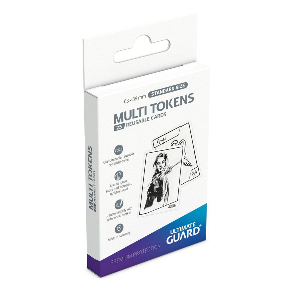 25 Ultimate Guard Multi Tokens im Standardformat, leere weiße Karten auf Spielkartenkarton zur freien Beschriftung – wiederverwendbar & für TCG geeignet.